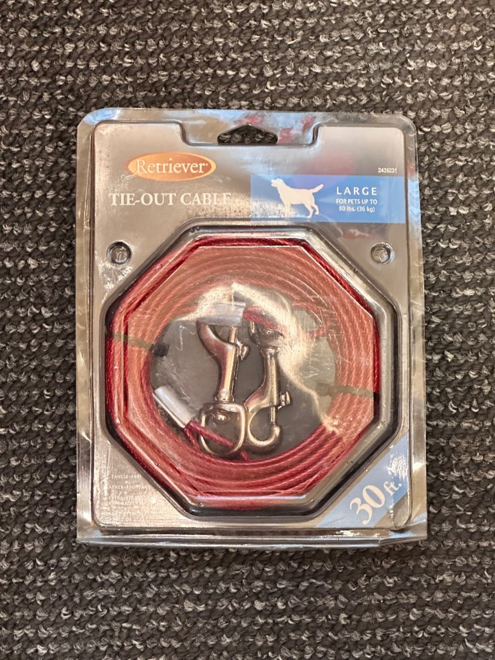 Tie out cable for Large pet, 30 feet, red color